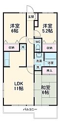 東武東上線 川越駅 徒歩10分の賃貸マンション 3階3LDKの間取り