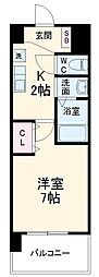パークフラッツ金山 1Kの間取図画像