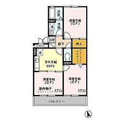 オークコート 3DKの間取図画像