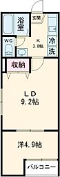 いぶきの丘ハイム　パート4 2階1LDKの間取り
