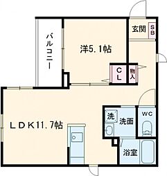 ロイヤルビラ 102 1階1LDKの間取り
