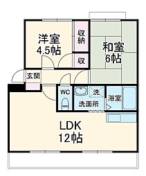 SUNハイツB 2LDKの間取図画像