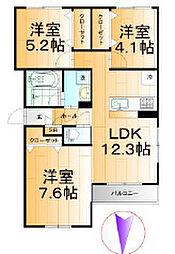 トレ・アルコバレーノ中央 3階3LDKの間取り