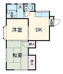 ウィングス原宿 2階2DKの間取り