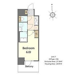 S-RESIDENCE高井田beleta 9階1Kの間取り