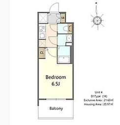S-RESIDENCE高井田beleta 8階1Kの間取り