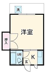 コーポラスクリエイティブ 1階1Kの間取り