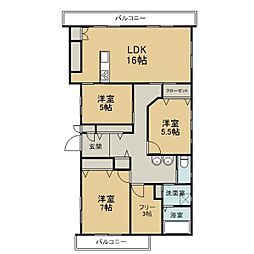 名鉄小牧線 味美駅 徒歩10分の賃貸マンション 3階3SLDKの間取り