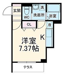スフィーダみずほ台II 2階ワンルームの間取り
