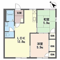 JR東海道本線 三河三谷駅 徒歩13分の賃貸アパート 1階2LDKの間取り