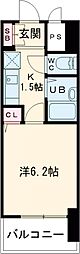 コアパレス常葉6 8階1Kの間取り