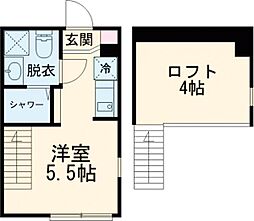 ハーモニーテラス関町北III 1階ワンルームの間取り