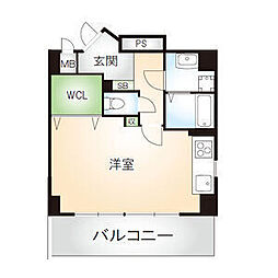 名古屋市営東山線 今池駅 徒歩6分の賃貸マンション 7階ワンルームの間取り