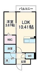 エスグランデ中崎町 1階1LDKの間取り