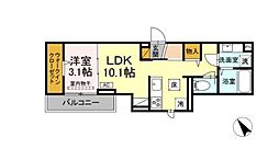 D-ROOM南花園 1階1LDKの間取り