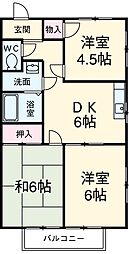 JR東海道本線 野田新町駅 徒歩4分の賃貸アパート 2階3DKの間取り