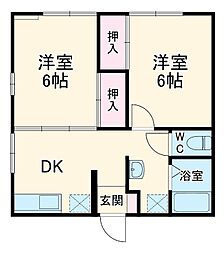 メゾンオーウラ 2階2DKの間取り