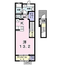 ブライトガーデン新2 1Kの間取図画像