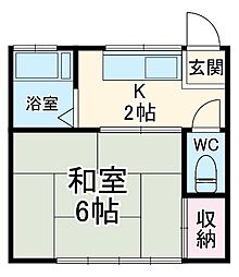 東林間ハウス 2階1Kの間取り