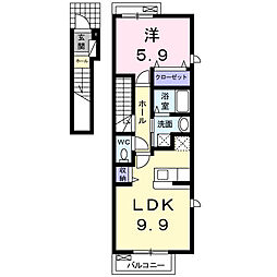 リヴェール 1LDKの間取図画像