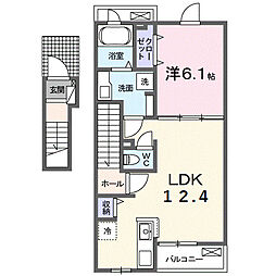 半田市乙川源内林町2丁目アパート 1LDKの間取図画像