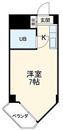 名古屋市営鶴舞線 塩釜口駅 徒歩29分の賃貸マンション 2階ワンルームの間取り