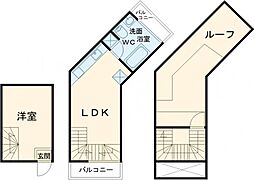 小田急小田原線 代々木八幡駅 徒歩7分の賃貸マンション 4階1LDKの間取り