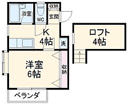 JR総武線 下総中山駅 徒歩10分の賃貸アパート 2階1SKの間取り