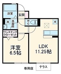 グレイスヴィラ東中山 1階1LDKの間取り