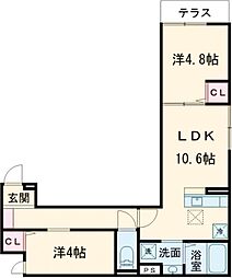 東武大師線 大師前駅 徒歩9分の賃貸アパート 1階2LDKの間取り