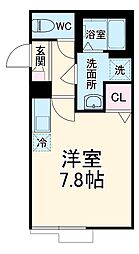 イクシオ Daita Valley 1階ワンルームの間取り