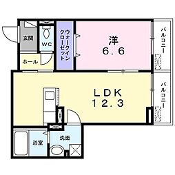 グランツI 3階1LDKの間取り