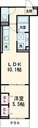 Dアセット栄町 1階1LDKの間取り