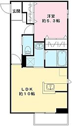 グレイスコート 2階1LDKの間取り