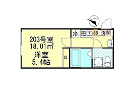 CK四ツ木 2階1Kの間取り