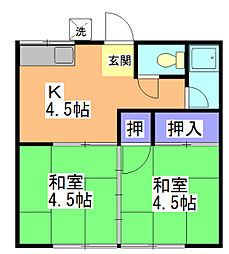楠荘　東棟 207 2階2Kの間取り