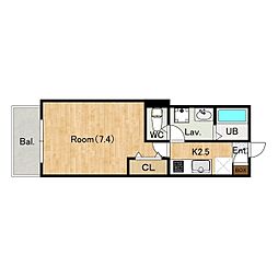 ジーメゾン所沢下安松アリア 3階1Kの間取り