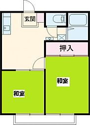 パナハイツ天神山 1階2DKの間取り