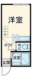 ラスタ横浜上星川 2階ワンルームの間取り