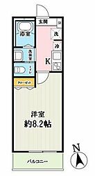 サクラテラス富士見 1階1Kの間取り