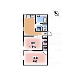 グリーンピア森栄 2階2Kの間取り