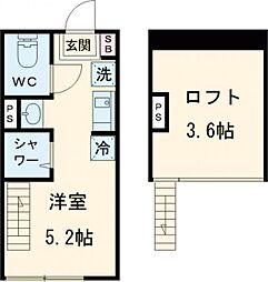 ハーモニーテラス板橋宮本町 1階ワンルームの間取り