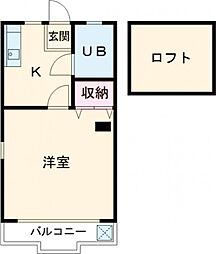 セレソローサB 2階1Kの間取り
