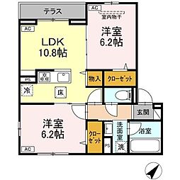 SKD一之江 102 1階2LDKの間取り