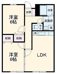 グレステージ 2階2LDKの間取り