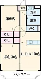 ユーミーボナール2 2LDKの間取図画像