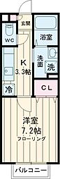 アクシス 2階1Kの間取り