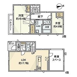 残堀戸建 1階2LDKの間取り