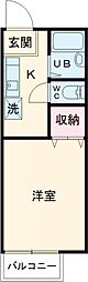 京王相模原線 京王堀之内駅 徒歩23分の賃貸アパート 1階1Kの間取り