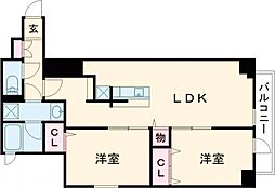 都営新宿線 菊川駅 徒歩8分の賃貸マンション 6階2LDKの間取り